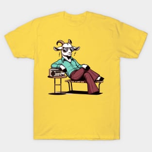 70s goat relaxing with vintage radio T-Shirt